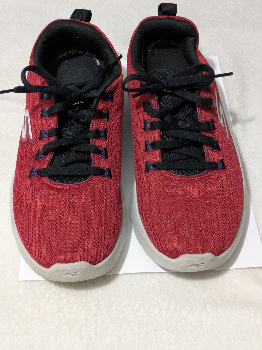 Skechers GO WALK Men's Size 8.5 Red Black Knit Comfort Walking Shoes Sneakers